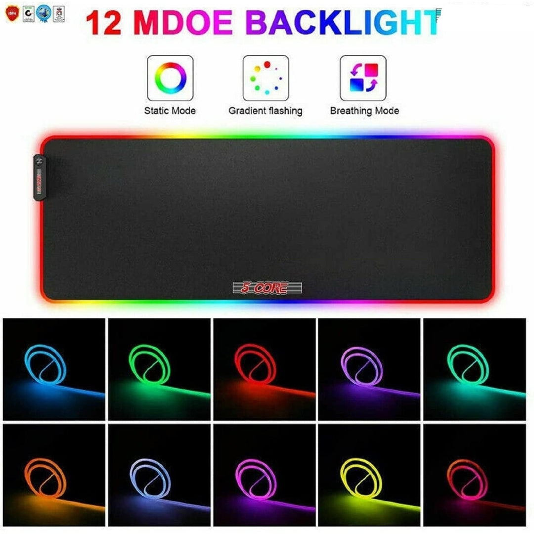 LARGE RGB LED Extra Large Soft Gaming Mouse Pad Oversized Glowing 31.5x11.8 inch Image 6