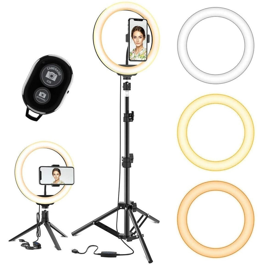 LED Light with Tripod Stand Phone Holder Ringlight Stand for Makeup Live Zoom Halo Light Image 1