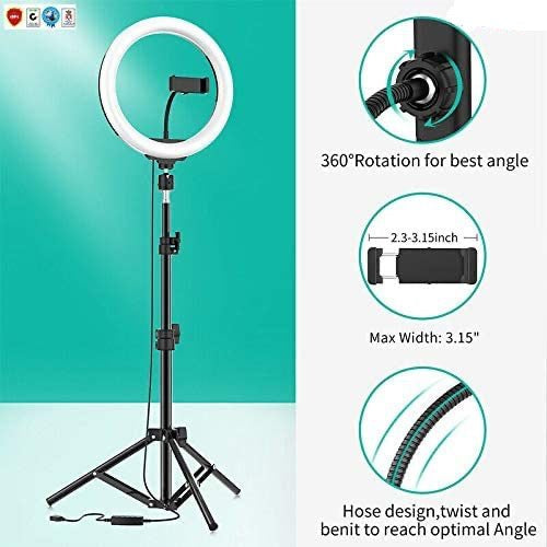 LED Light with Tripod Stand Phone Holder Ringlight Stand for Makeup Live Zoom Halo Light Image 2