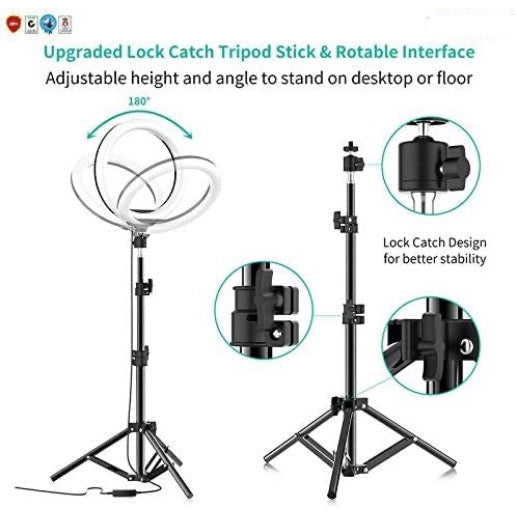 LED Light with Tripod Stand Phone Holder Ringlight Stand for Makeup Live Zoom Halo Light Image 3