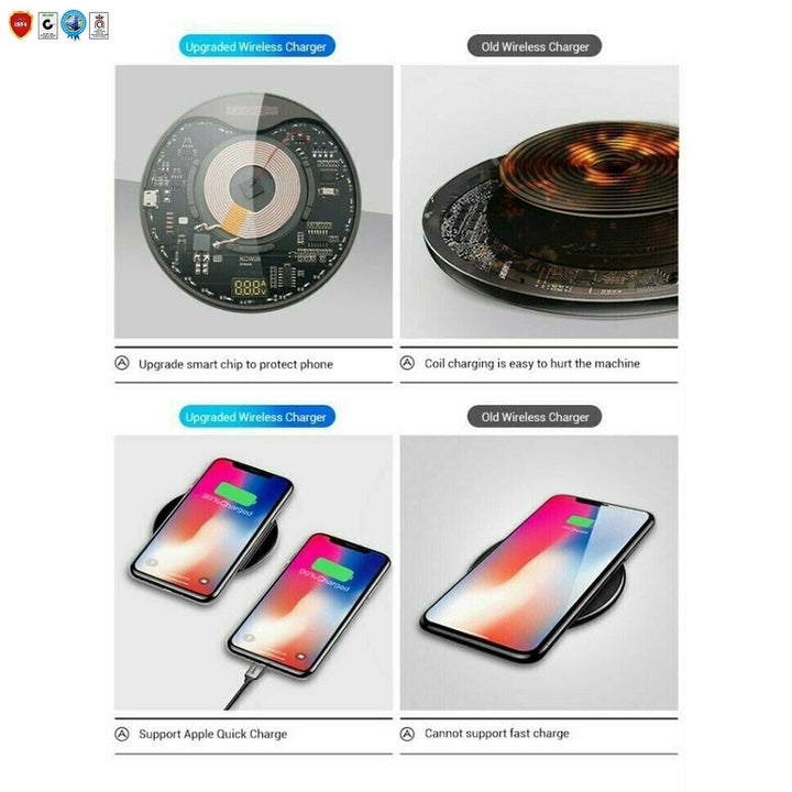 Great Wireless Fast Charger Pad Glass Top Qi 15W Boost charge for iPhone Samsung Slim Wire Less Charging USB-C Image 4