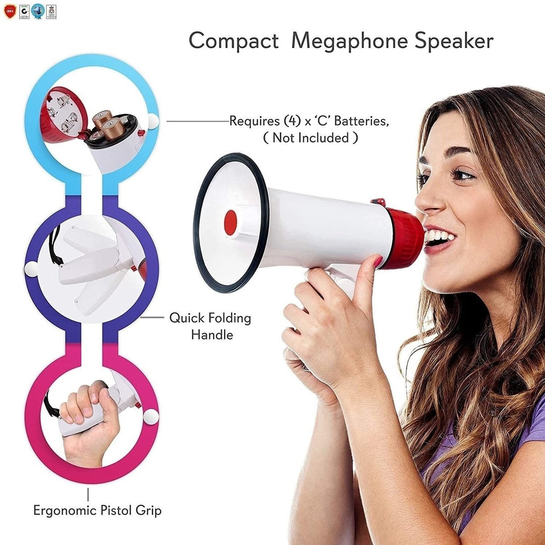 Great Megaphone Bullhorn Cheer Horn Mic Recording Siren Blow Horn Hand Held Mega Phone Loudhailer Image 6