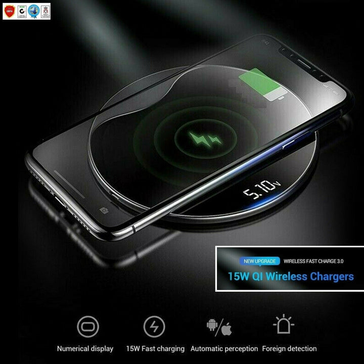 Great Wireless Fast Charger Pad Glass Top Qi 15W Boost charge for iPhone Samsung Slim Wire Less Charging USB-C Image 10