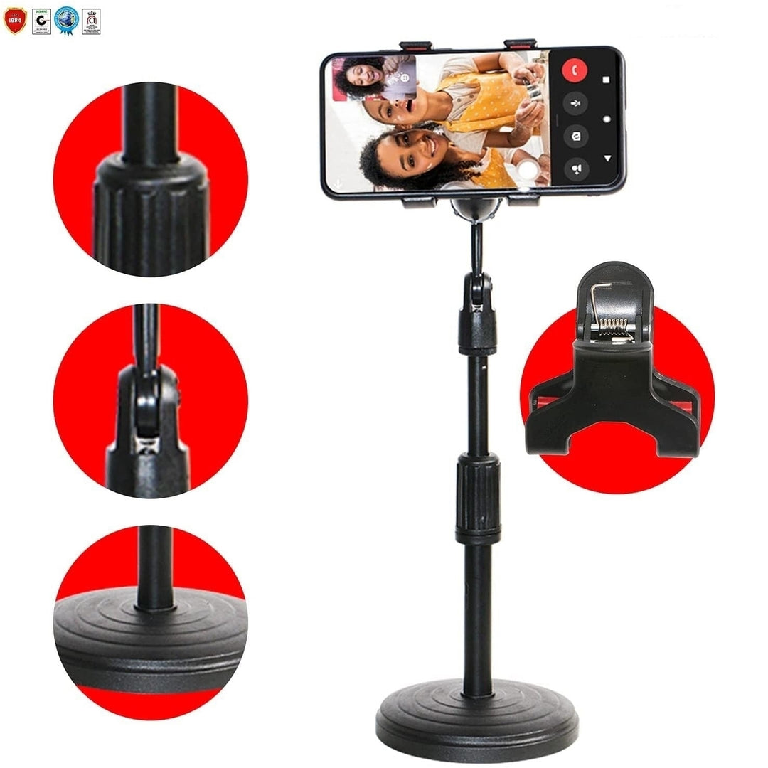 Phone Holder Stand for Desk Cellphone Stands for Mobile Round Base Boom Video Call Conference Portable Image 2