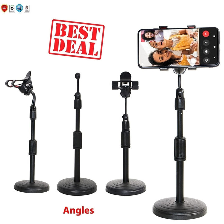 Phone Holder Stand for Desk Cellphone Stands for Mobile Round Base Boom Video Call Conference Portable Image 3
