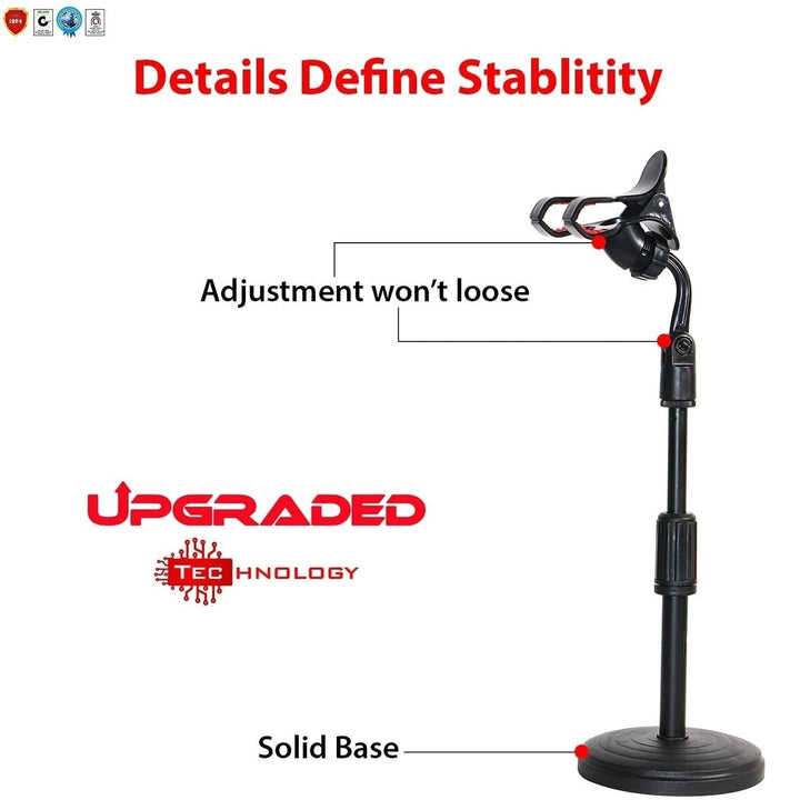 Phone Holder Stand for Desk Cellphone Stands for Mobile Round Base Boom Video Call Conference Portable Image 4