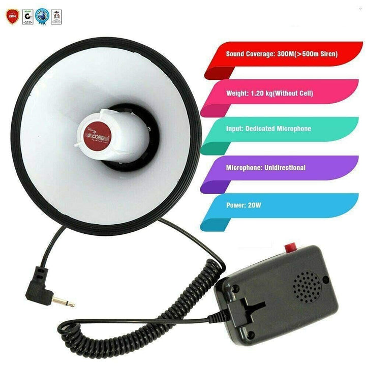 Megaphone Handheld Bullhorn Cheer Loudspeaker Bull Horn Speaker Megaphono Siren Sling Strap Portable 20RF WB(with Image 3