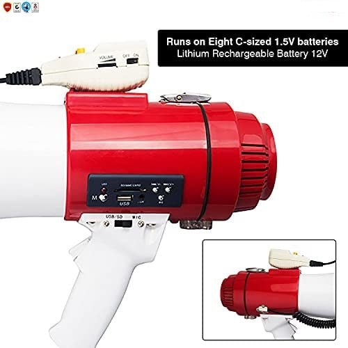 Megaphone Speakers Blow Horn Pro Loud Speaker Bullhorn Handheld Siren Voice Recording Image 3