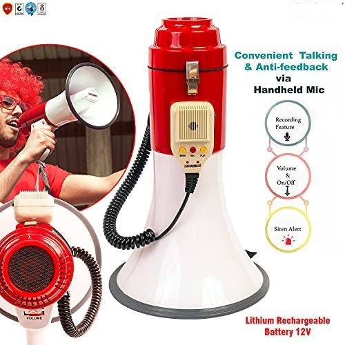 Megaphone Speakers Blow Horn Pro Loud Speaker Bullhorn Handheld Siren Voice Recording Image 4