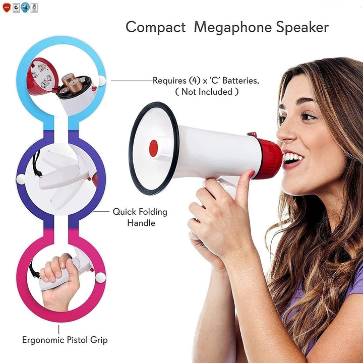 Megaphone Speakers Blow Horn Pro Loud Speaker Bullhorn Handheld Siren Voice Recording 6R Image 6