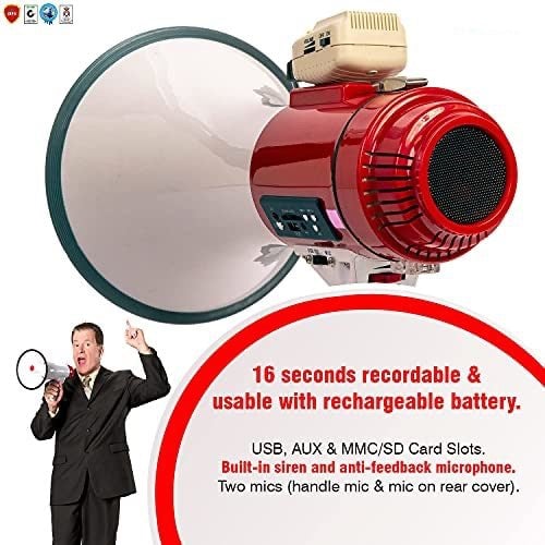 Megaphone Speakers Blow Horn Pro Loud Speaker Bullhorn Handheld Siren Voice Recording Image 6