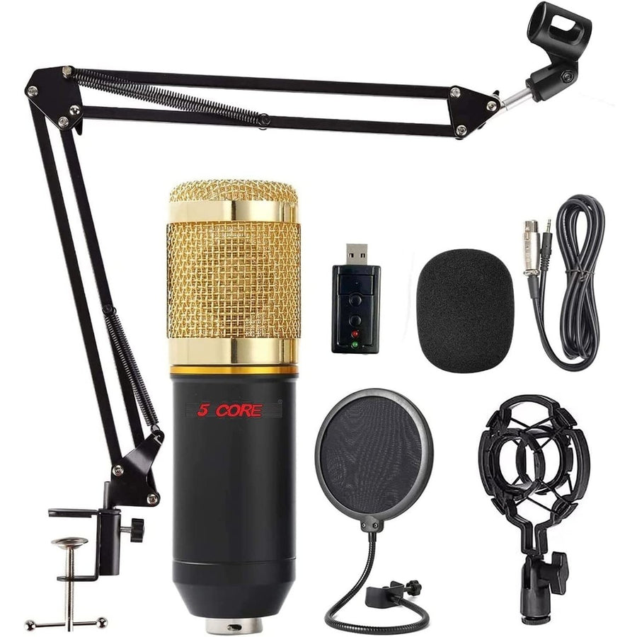 Kit with Live Sound Adjustable Mic Suspension Scissor Arm Metal Shock Mount and Double-Layer Pop Filter for Studio Image 1