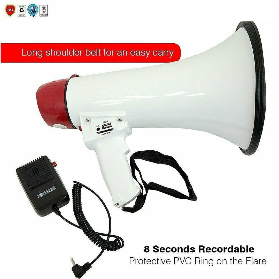 Handheld Bullhorn Cheer Loudspeaker Bull Horn Speaker Megaphono Siren Sling Strap Portable Image 1
