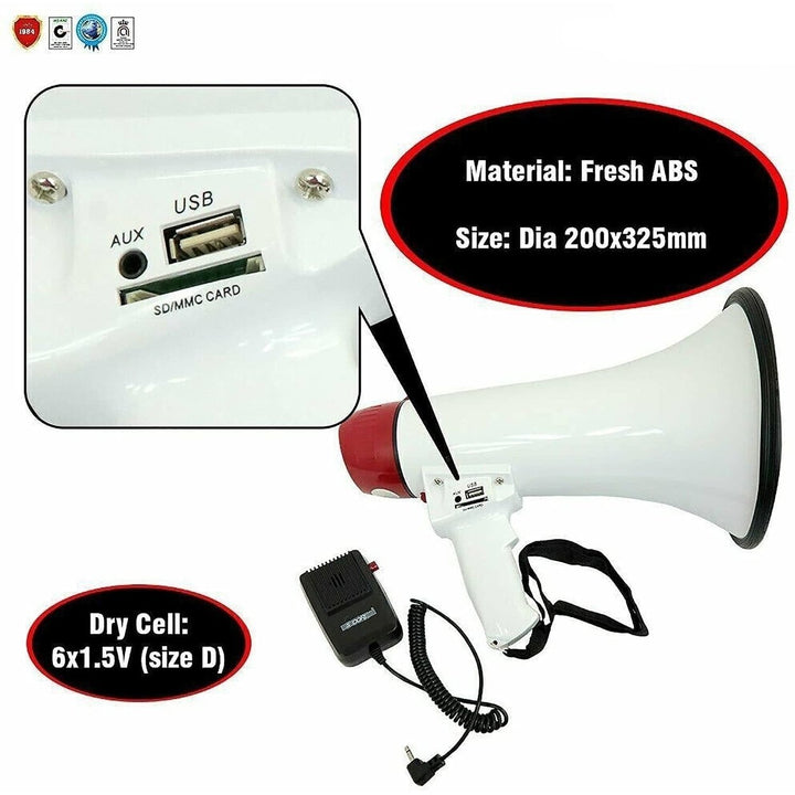 Handheld Bullhorn Cheer Loudspeaker Bull Horn Speaker Megaphono Siren Sling Strap Portable Image 2