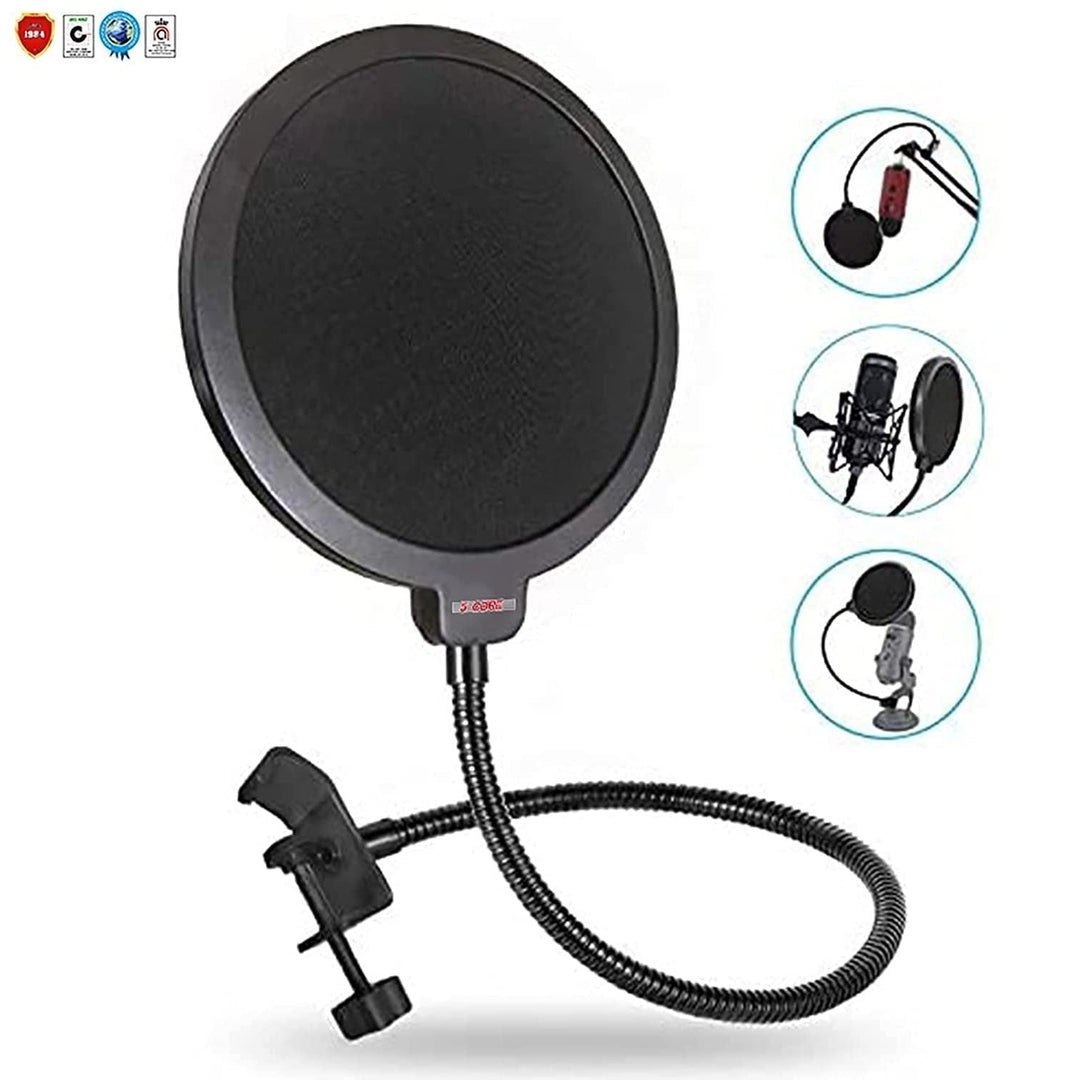 Professional Microphone Pop Filter Shield Compatible Dual Layered Wind Pop Screen with A Flexible 360 Degree Gooseneck Image 4