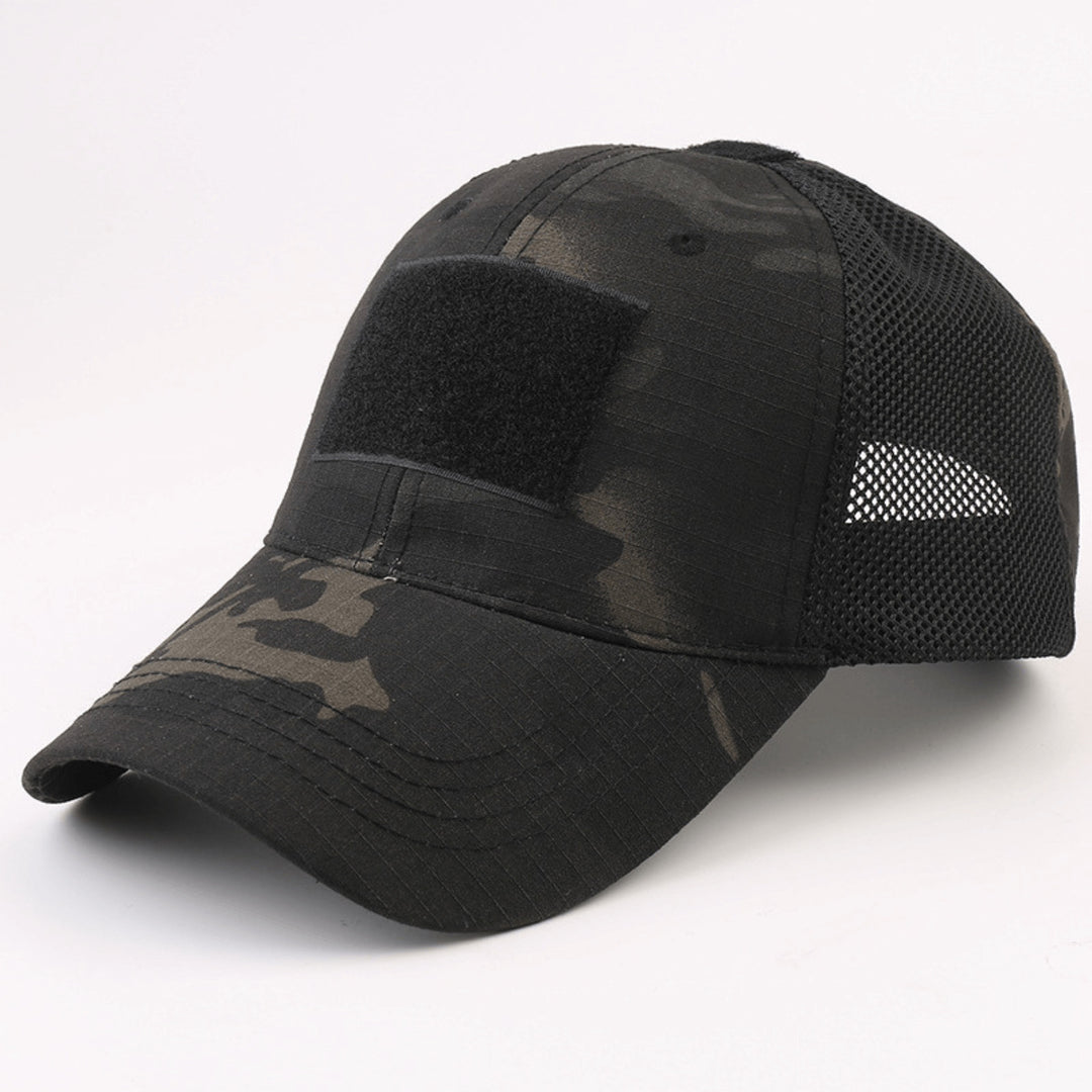 Tactical Patch Hat Adjustable Strap Unisex Breathable Cotton Polyester Mesh Image 1