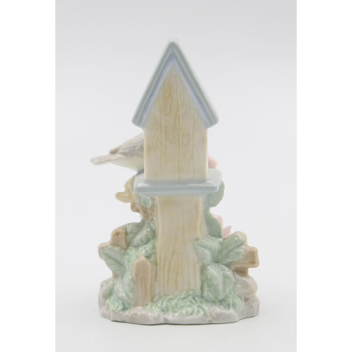 Ceramic Sparrow Figurine Birdhouse Flowers 4.5 Inch Vintage Gift Image 3