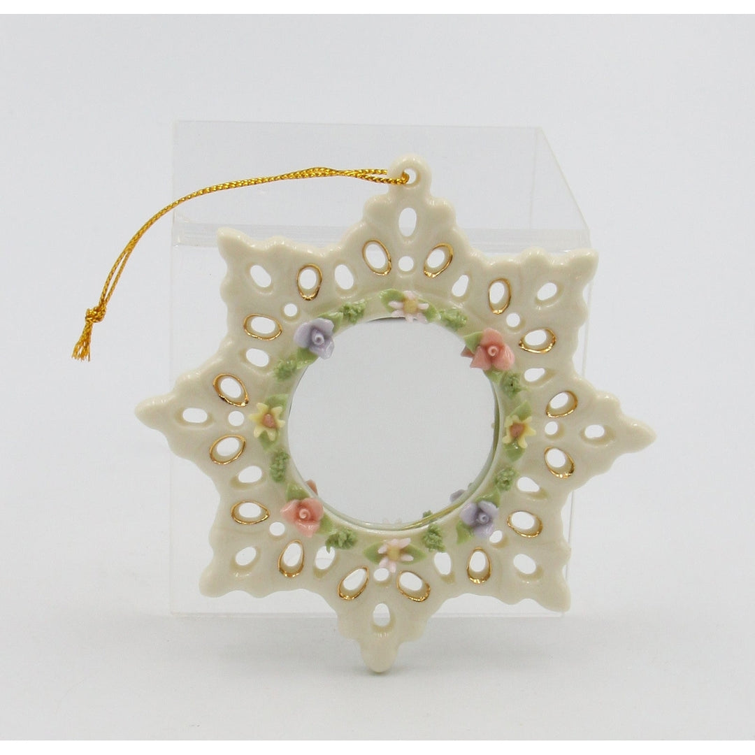 Ceramic Snowflake Ornament 3.75 inch White Holiday Image 3