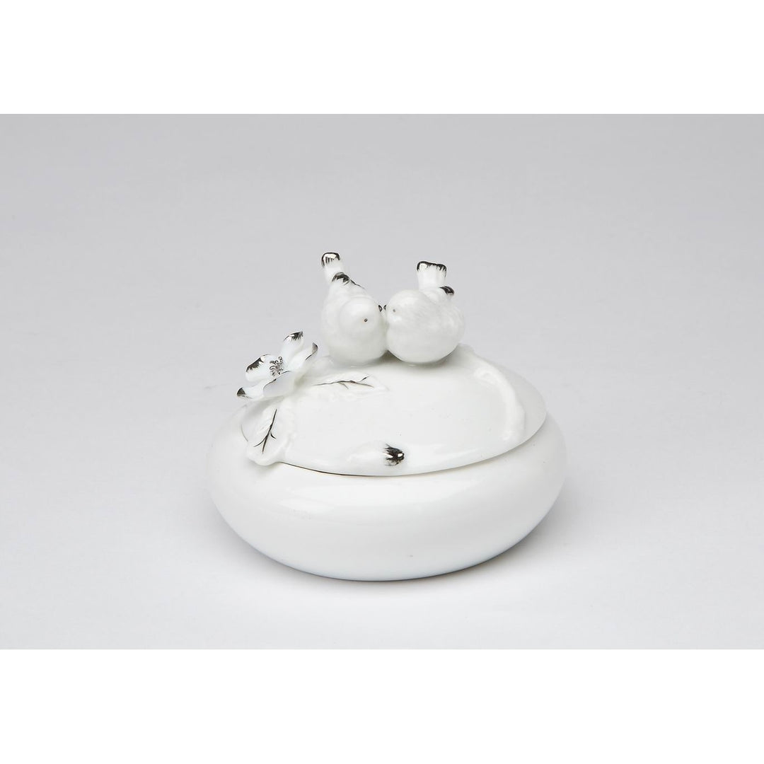 Ceramic White Birds Jewelry BoxHome DcorBathroom DcorVanity DcorWedding Table Dcor Image 3