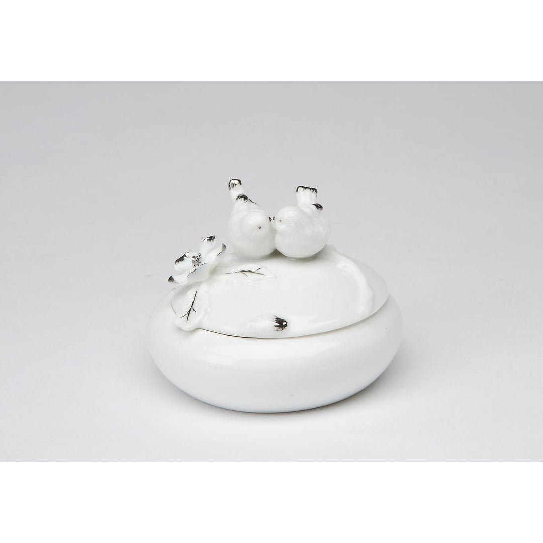 Ceramic White Birds Jewelry BoxHome DcorBathroom DcorVanity DcorWedding Table Dcor Image 3