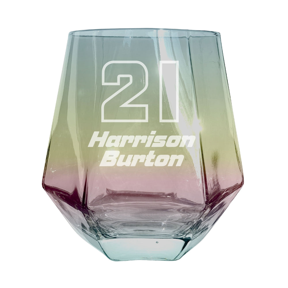 #21 Harrison Burton Officially Licensed 10 oz Engraved Diamond Wine Glass Image 2