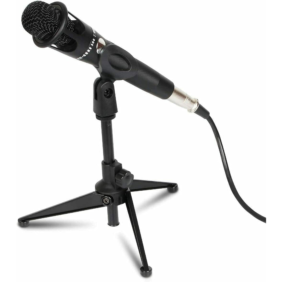 Universal Adjustable Desk Microphone Stand Portable Foldable Table Top Desktop Stand with Small Plastic Microphone Clip Image 1