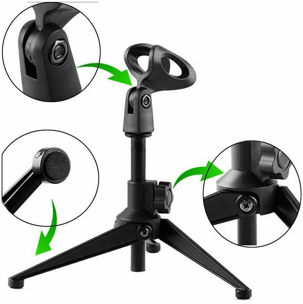 Universal Adjustable Desk Microphone Stand Portable Foldable Table Top Desktop Stand with Small Plastic Microphone Clip Image 4