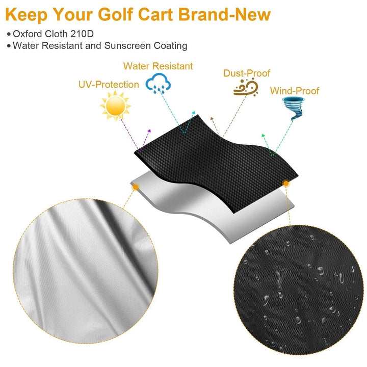 Universal 4 Passengers Golf Cart Cover 210D Water-Resistant UV Resistant Outdoor Cover Fits For EZGO Club Car Yamaha Image 3