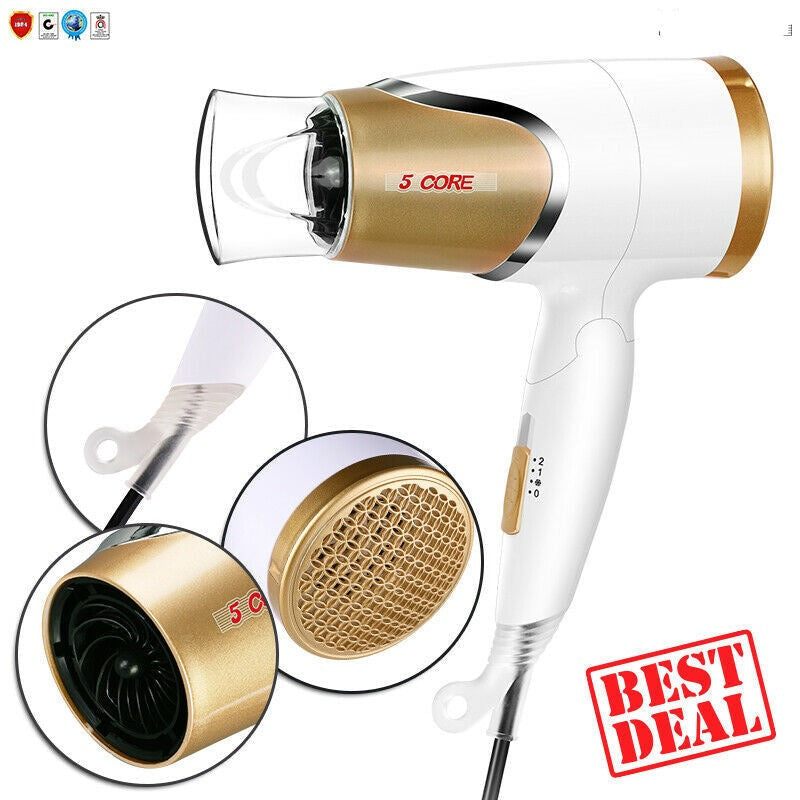 White Hair Blow Dryer Lightweight Conditioner Cord Keeper Hair Dryer Ionic Men Women Blower 1875W Ceramic Quiet Styling Image 4