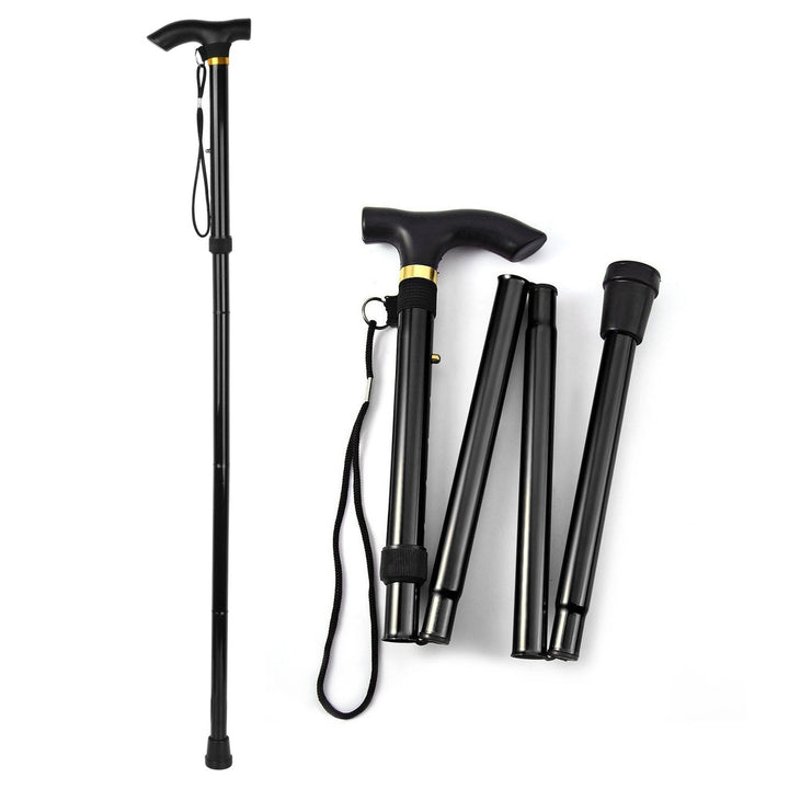 Walking Cane Aluminum Alloy Walking Stick Adjustable Folding Travel Hiking Stick Image 2