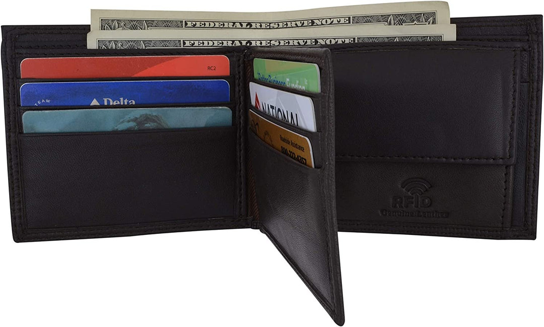 Swiss Marshall RFID Blocking Mens Bifold Premium Leather Credit Card ID Holder Wallet with Coin Pouch Image 3