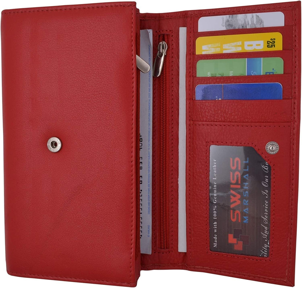 Swiss Marshall Women RFID Blocking Real Leather Wallet - Clutch Checkbook Wallet for Women Image 2