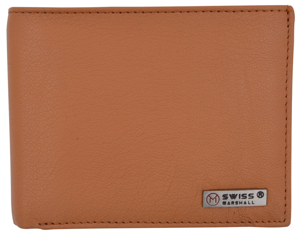 Swiss Marshall Mens Genuine Leather Passcase Bifold Wallet RFID Safe 2 ID Windows Image 2