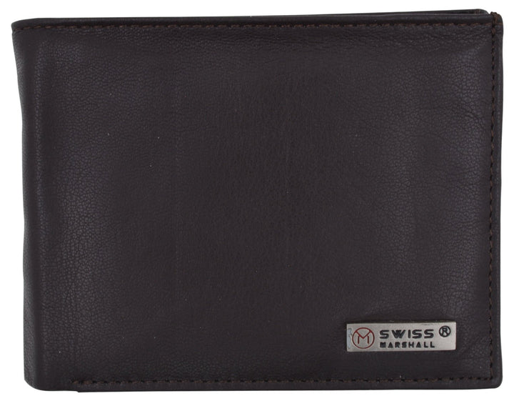 Swiss Marshall Mens Genuine Leather Passcase Bifold Wallet RFID Safe 2 ID Windows Image 3