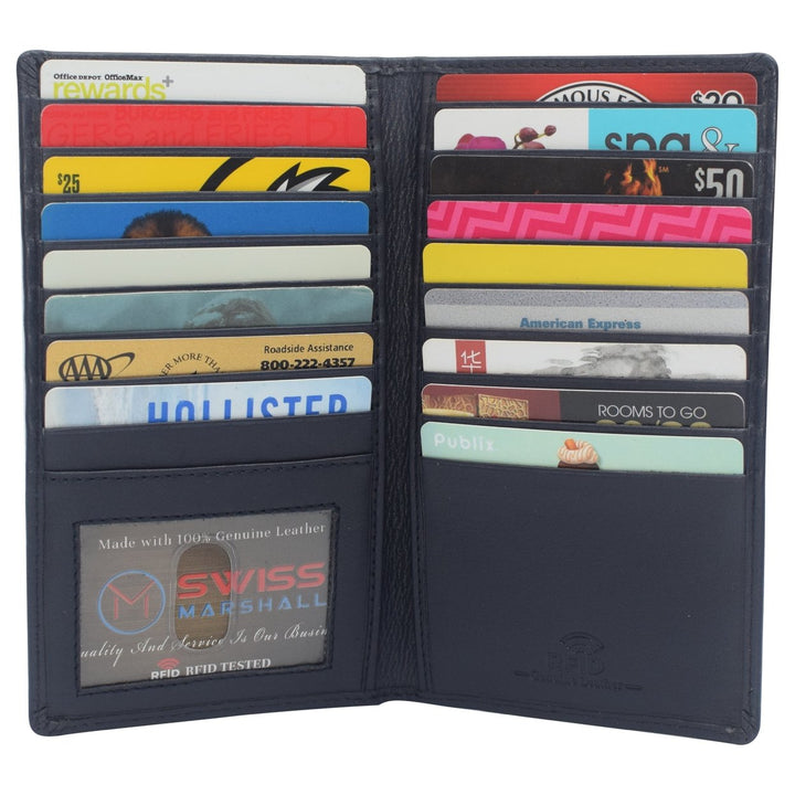 Swiss Marshall RFID Blocking Genuine Leather Mens Long ID 17 Credit Card Security Wallet Colors Image 6