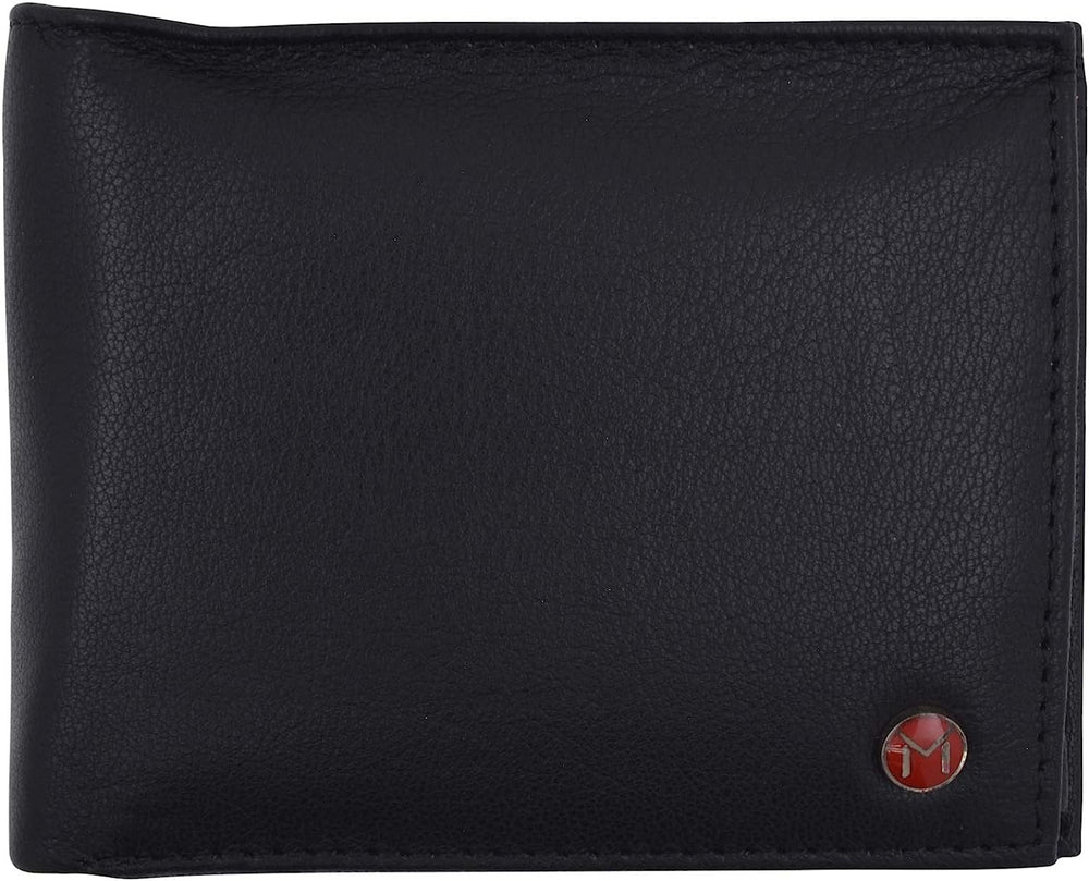 Swiss Marshall RFID Logo Mens Wallet Deluxe Capacity Passcase Bifold With Divided Bill Section (Black) Image 2