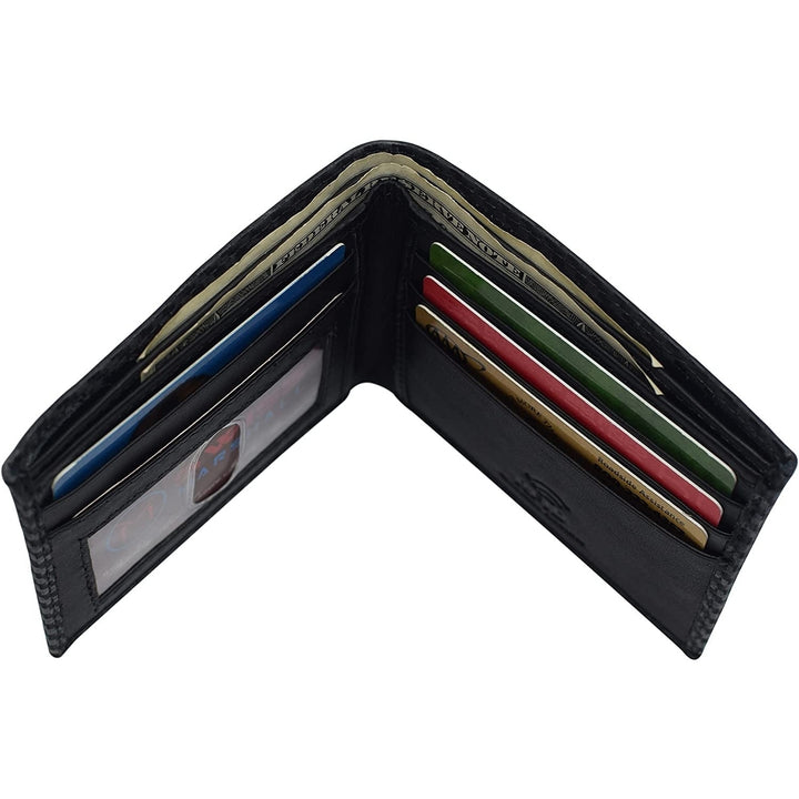 Swiss Marshall RFID Blocking Mens Carbon Fiber Leather Slim Bifold Wallets Image 11