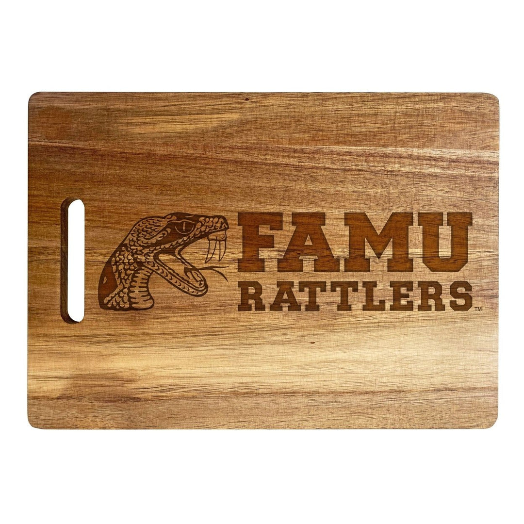 Florida AandM Rattlers Classic Acacia Wood Cutting Board - Small Corner Logo Image 2