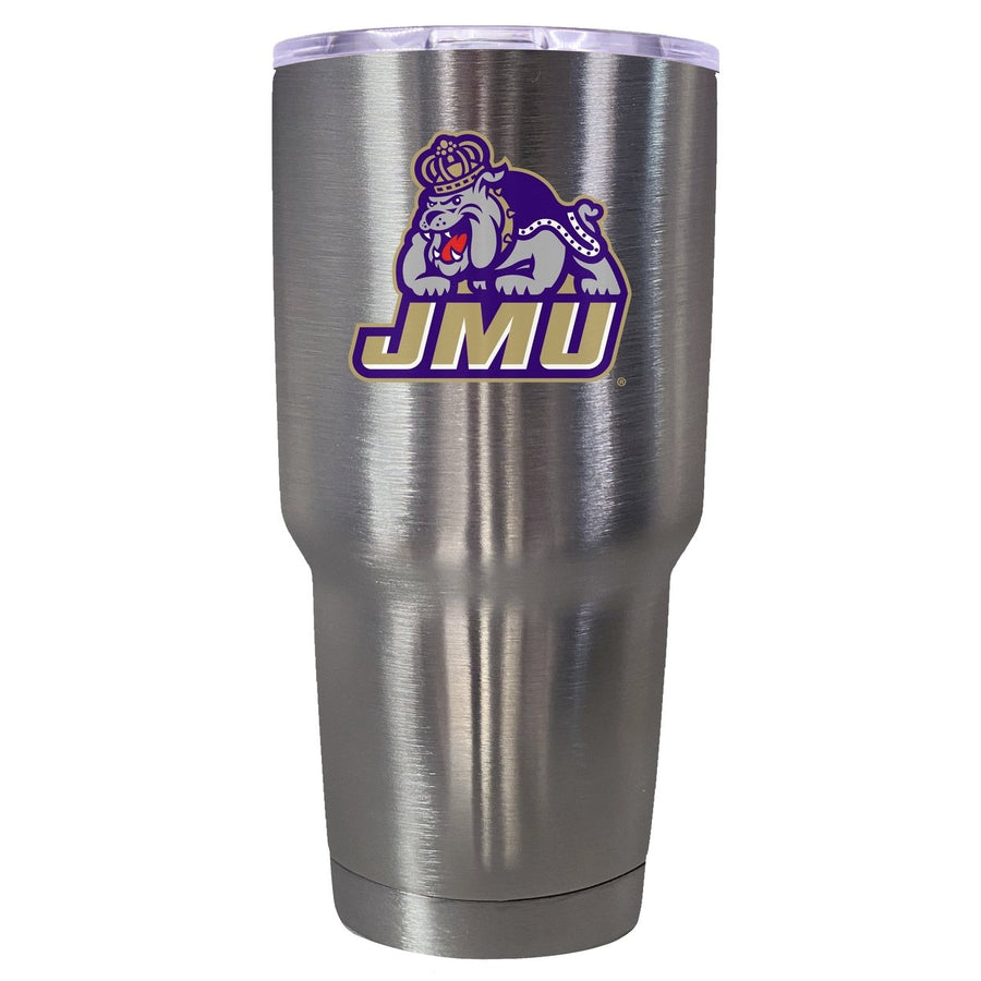 James Madison Dukes Mascot Logo Tumbler - 24oz Color-Choice Insulated Stainless Steel Mug Image 1