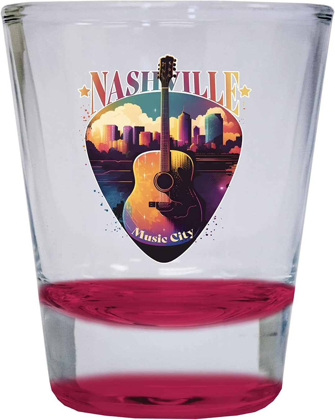 Nashville Tennessee Music City USA Souvenir 1.5 Ounce Shot Glass Round Image 1