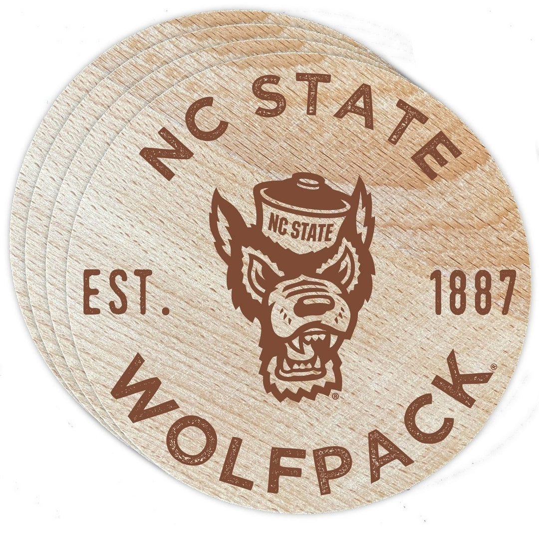 NC State Wolfpack Wood Coaster Engraved 4 Pack Image 1