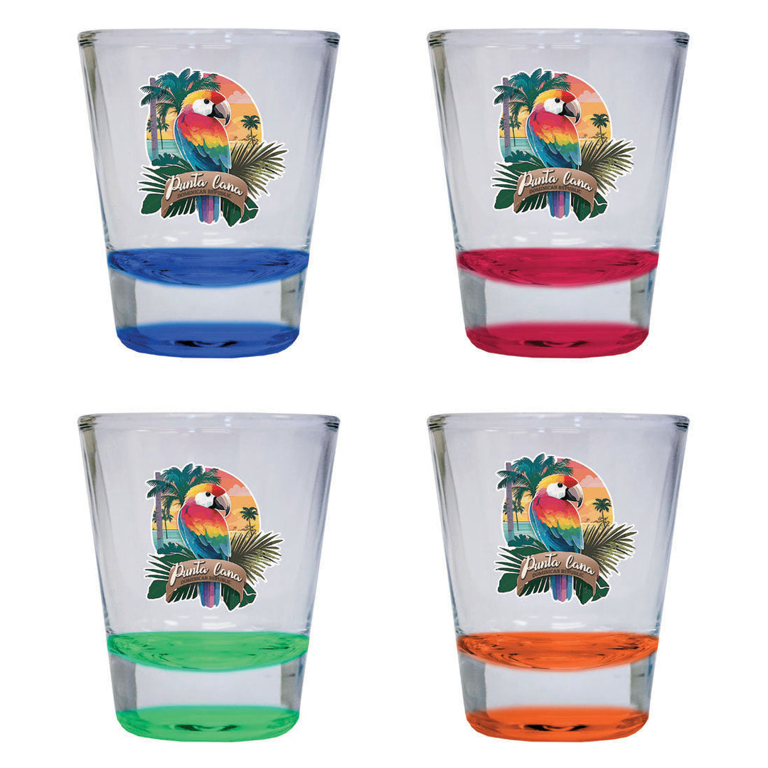 Punta Cana Dominican Republic Souvenir 1.5 Ounce Shot Glass Round PARROT1 Image 1