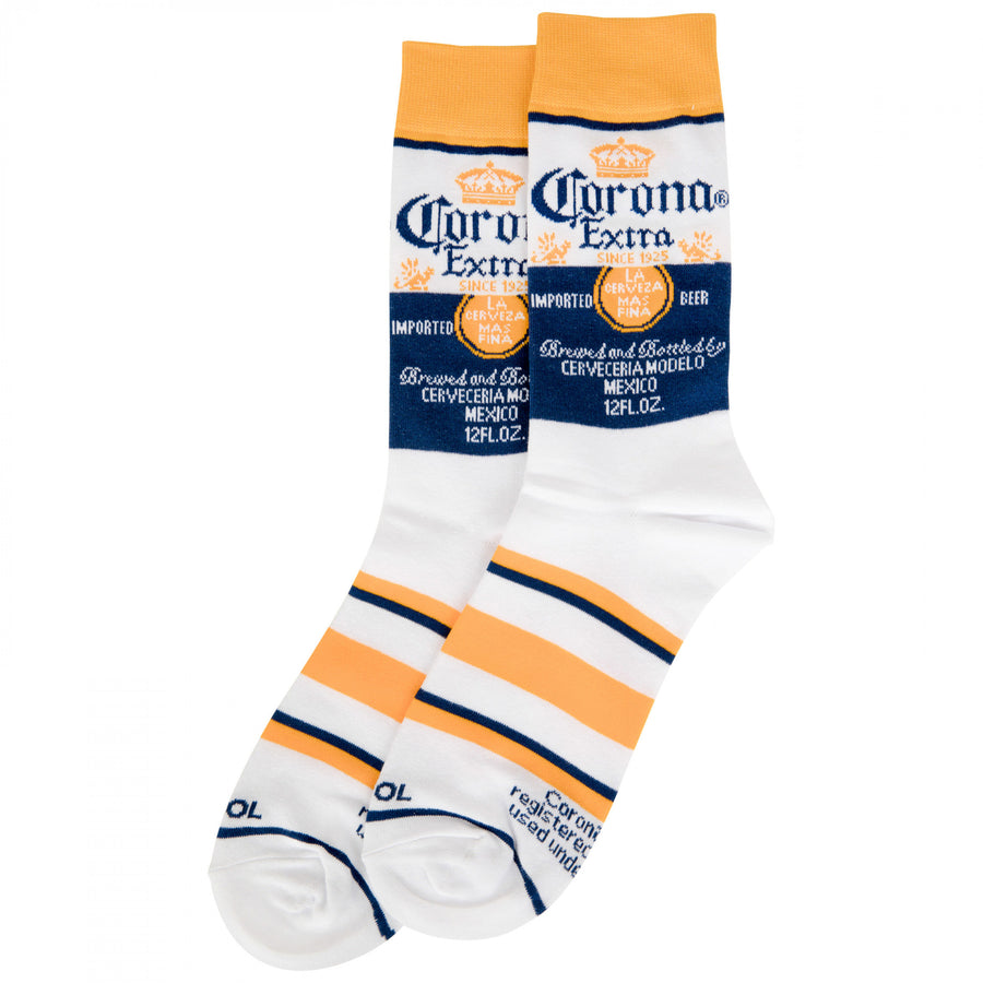 Corona Extra Bottle Label Crew Socks Image 1