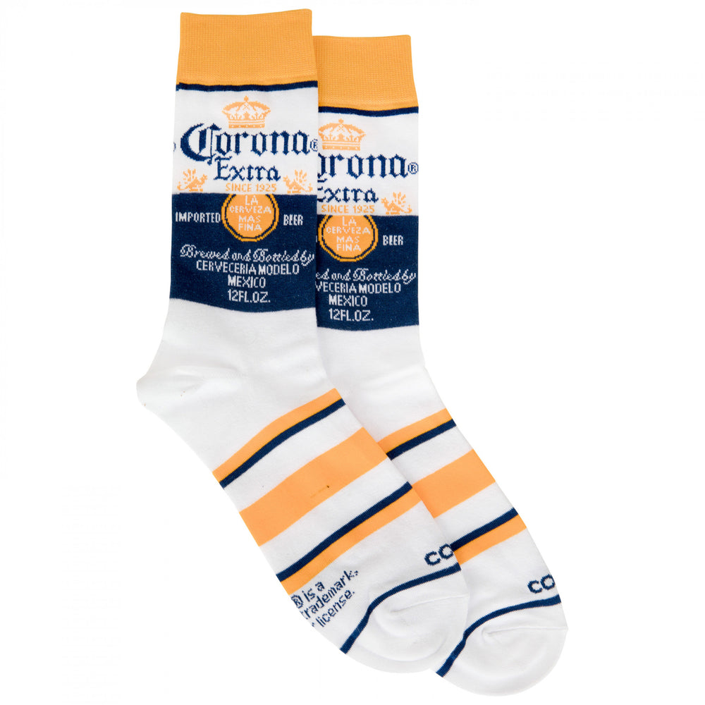 Corona Extra Bottle Label Crew Socks Image 2