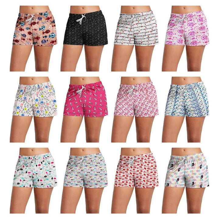 Womens Super Soft Lightweight Fun Printed Comfy Lounge Bottom Pajama Shorts W/ Drawstring Image 1