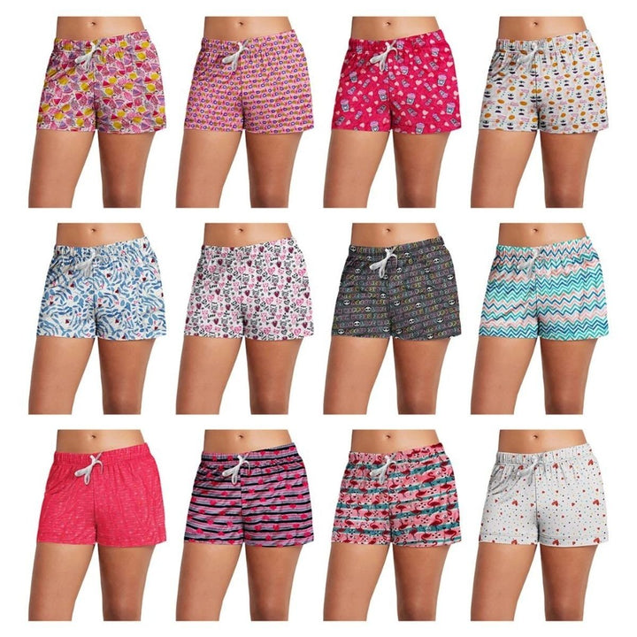 Womens Super Soft Lightweight Fun Printed Comfy Lounge Bottom Pajama Shorts W/ Drawstring Image 4