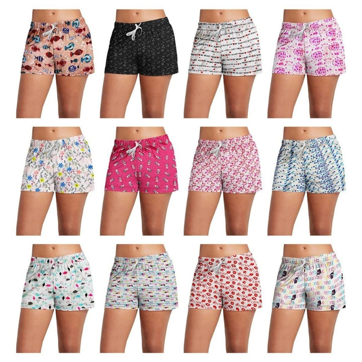 2-Pack Womens Comfy Lightweight Fun Printed Pajama Shorts with Drawstring Image 2