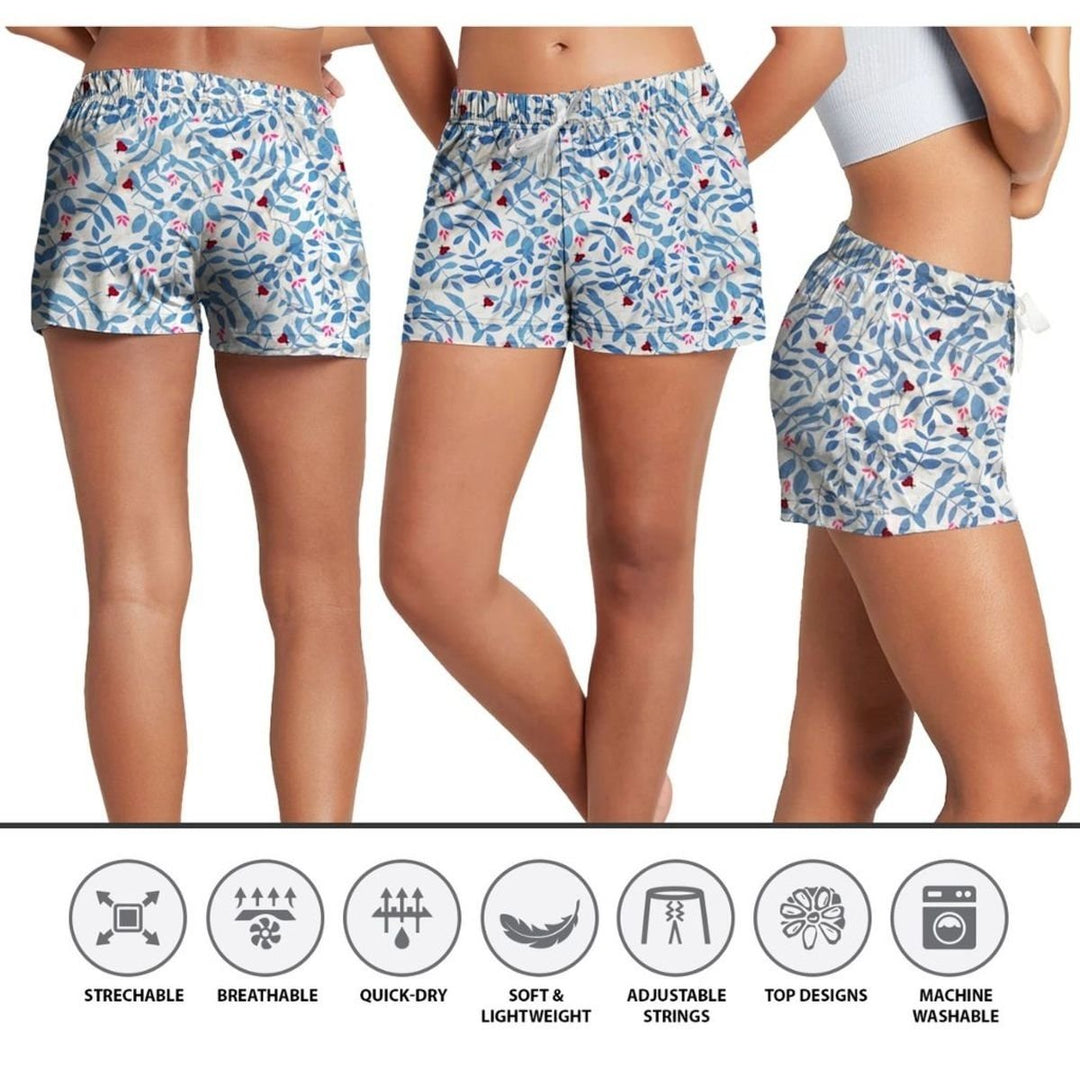 2-Pack Womens Comfy Lightweight Fun Printed Pajama Shorts with Drawstring Image 6