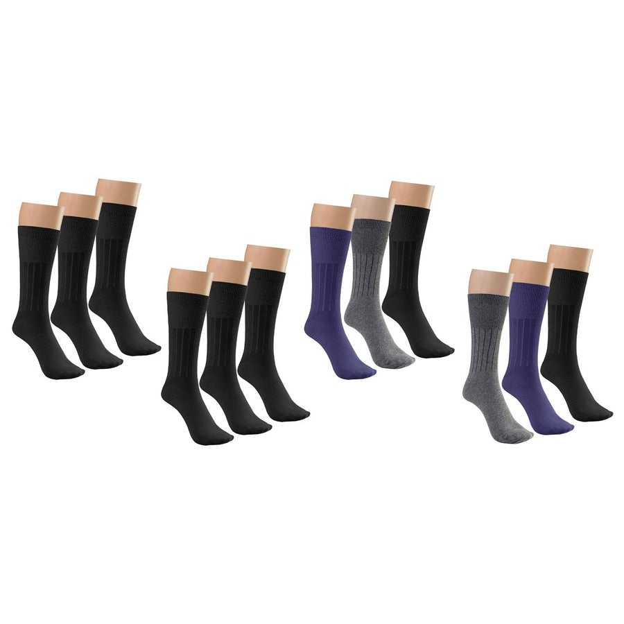 12-Pairs: Physician Approved Non-Binding Diabetic Circulatory Comfortable Moisture Wicking Dress Socks Image 1