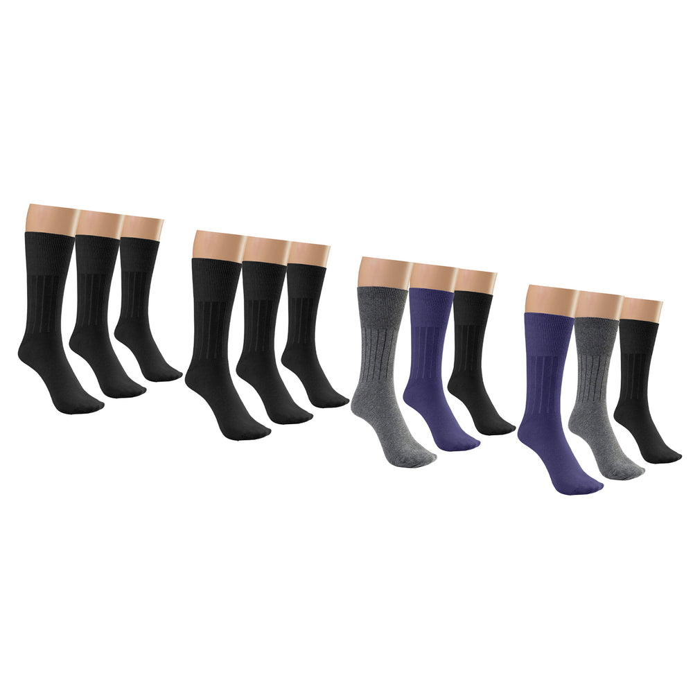 12-Pairs: Physician Approved Non-Binding Diabetic Circulatory Comfortable Moisture Wicking Dress Socks Image 2